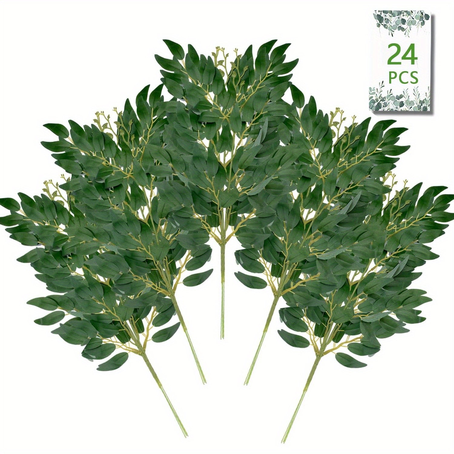 Ruscus Stem Faux - 24Pcs Artificial Italian Ruscus Greenery Stems,
