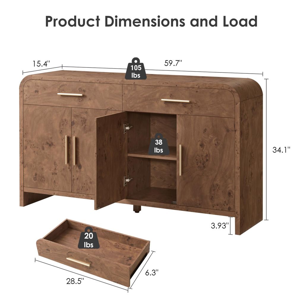Sideboard Buffet Cabinet with  - B & J Florist Supply Linwood reseña y precio