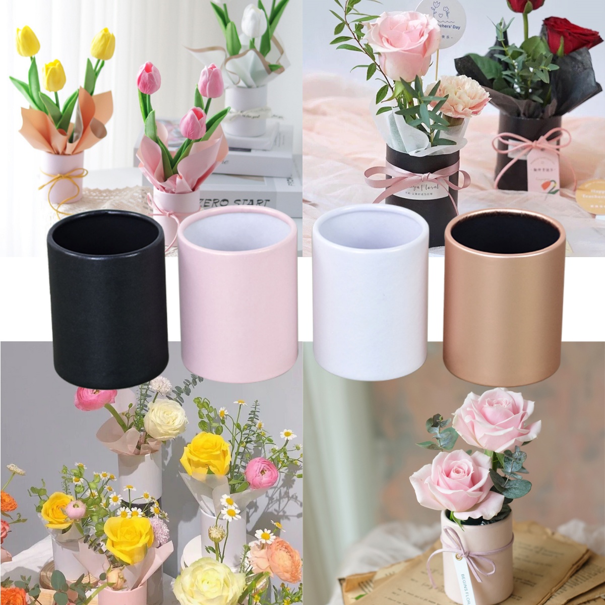 4pcs Mini Round Flower Box Gif - Florist Supply Buckets reseña y precio