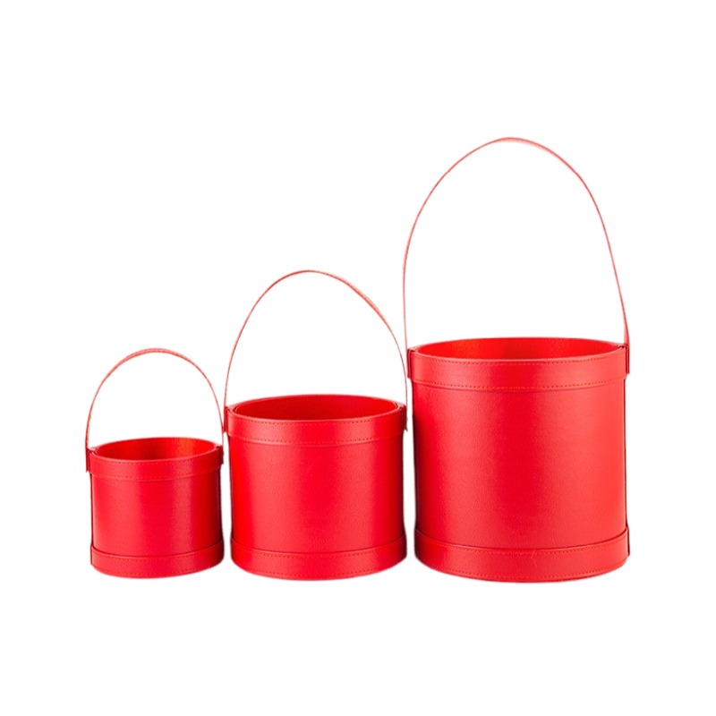 Portable Leather Round Gift Bo - Florist Supply Buckets reseña y precio