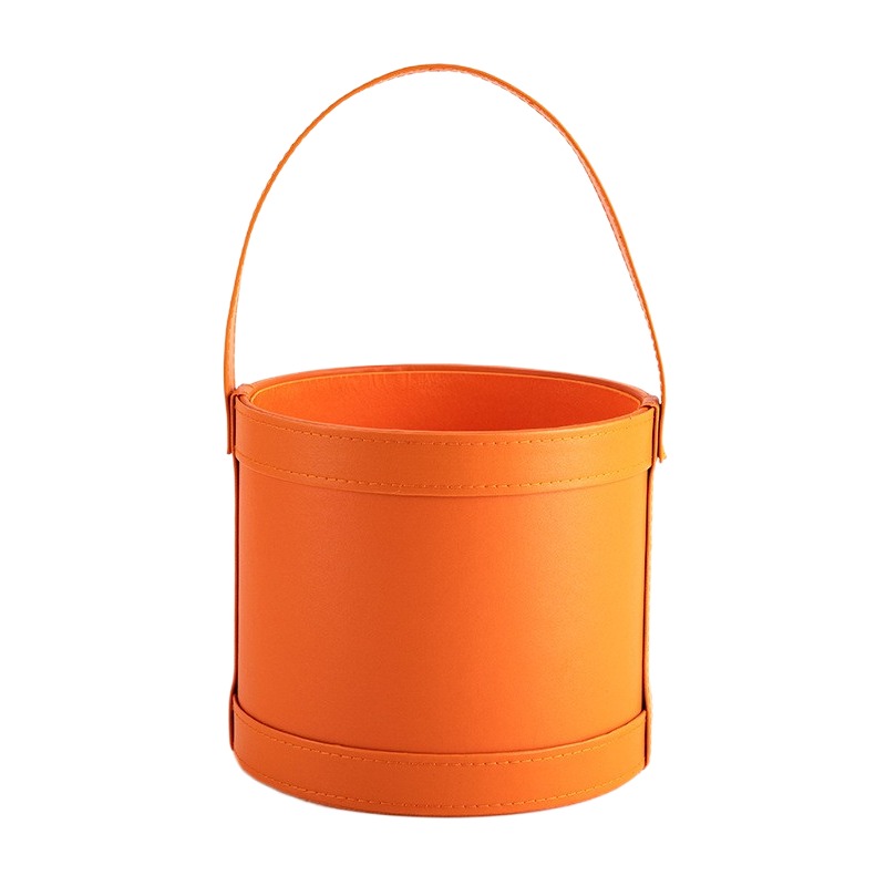Portable Leather Round Gift Bo - Florist Supply Buckets reseña y precio