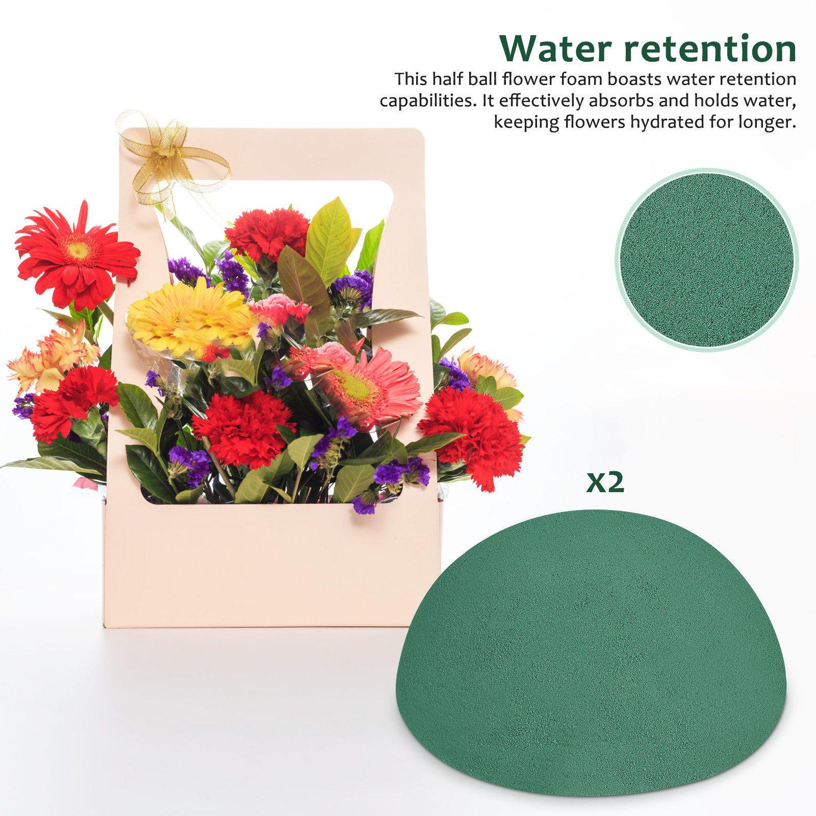 2Pcs Green Half Round Floral D - Floral Foam Oasis reseña y precio
