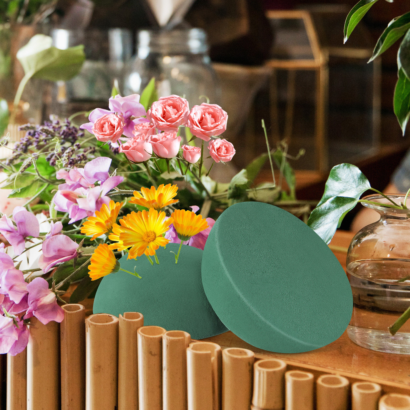 2Pcs Green Half Round Floral D - Floral Foam Oasis reseña y precio